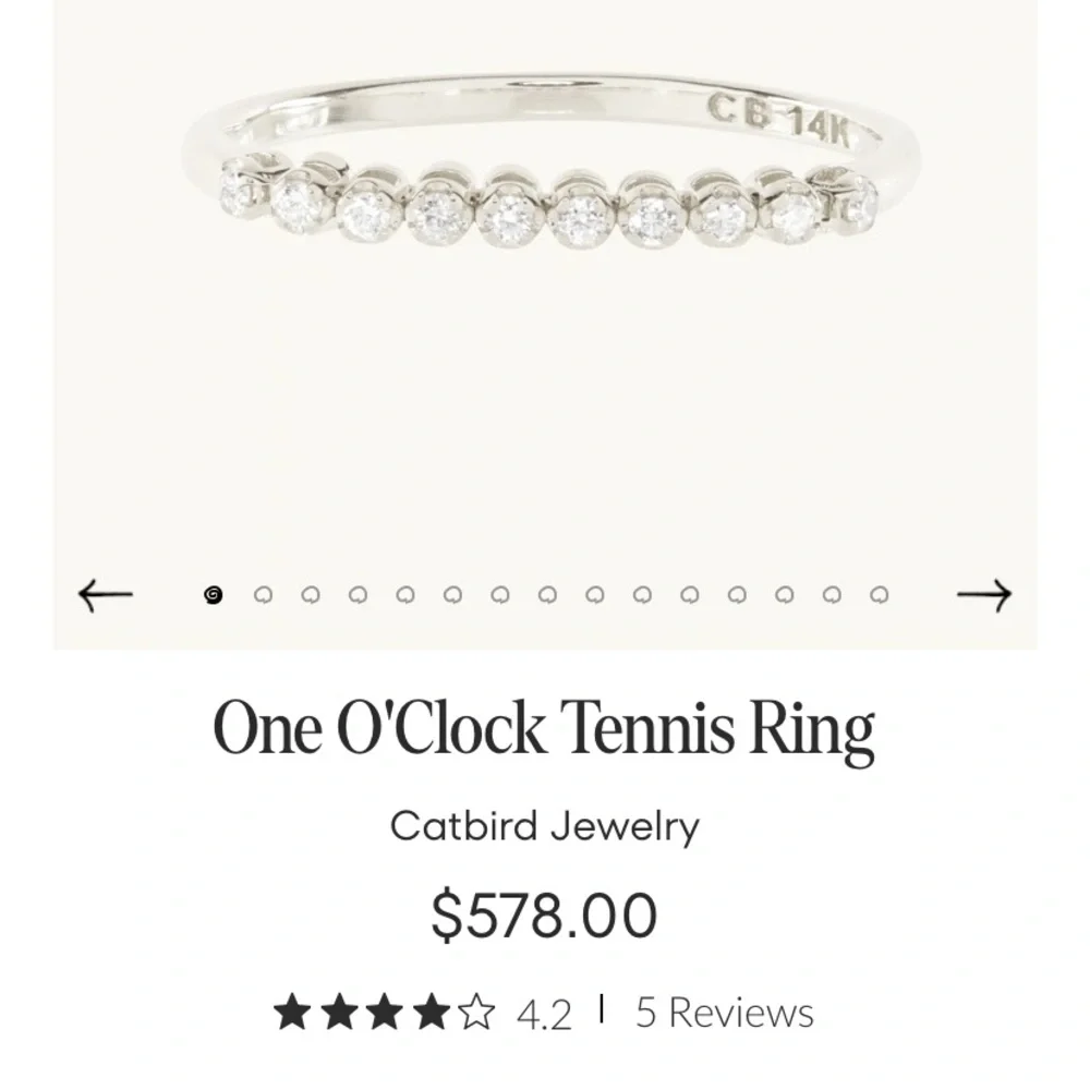 Catbird One O’clock Tennis Ring in White Gold